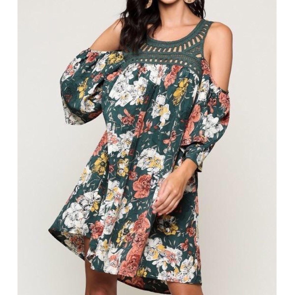 Floral Cold Shoulder Dress